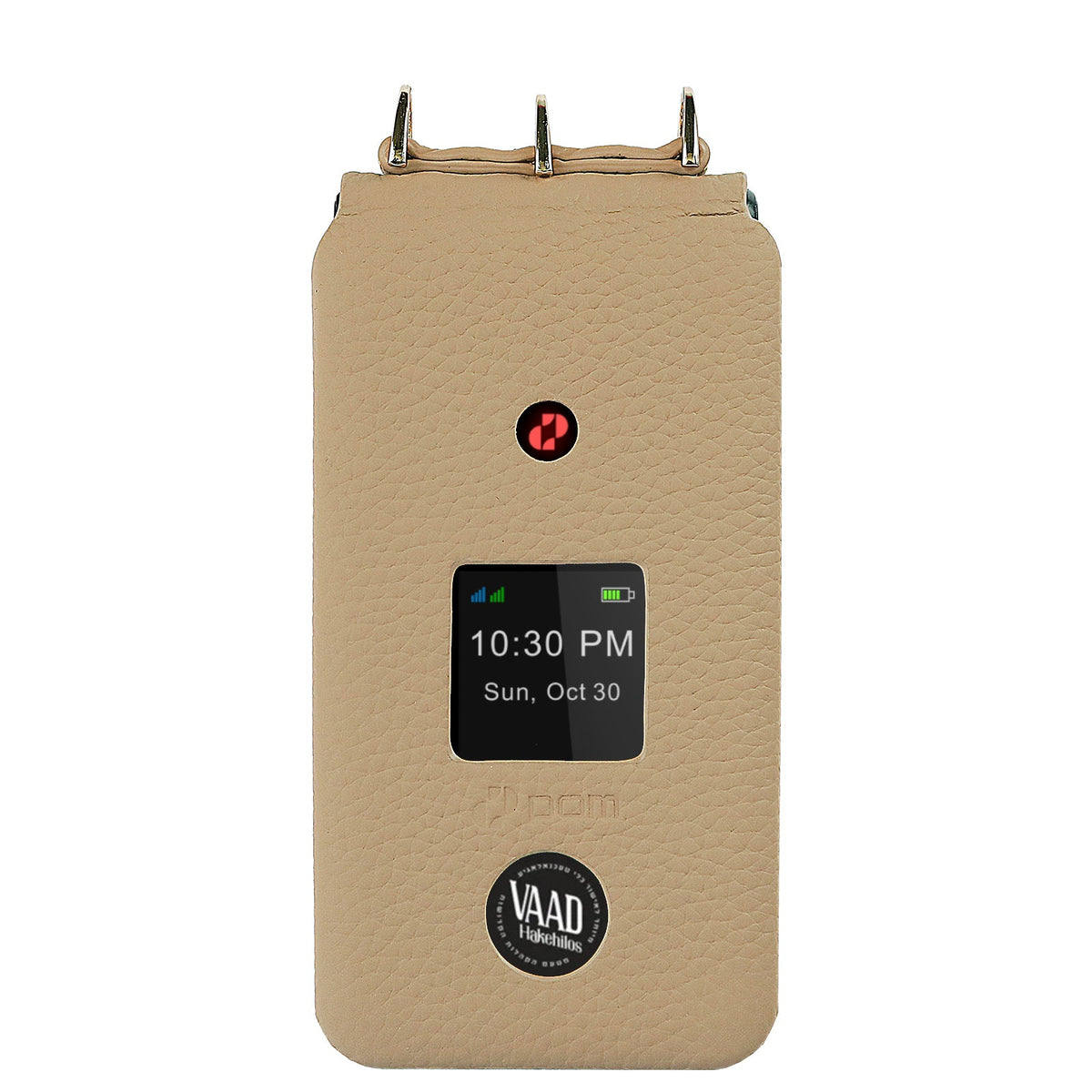 Pom Phone designer leather case, beige