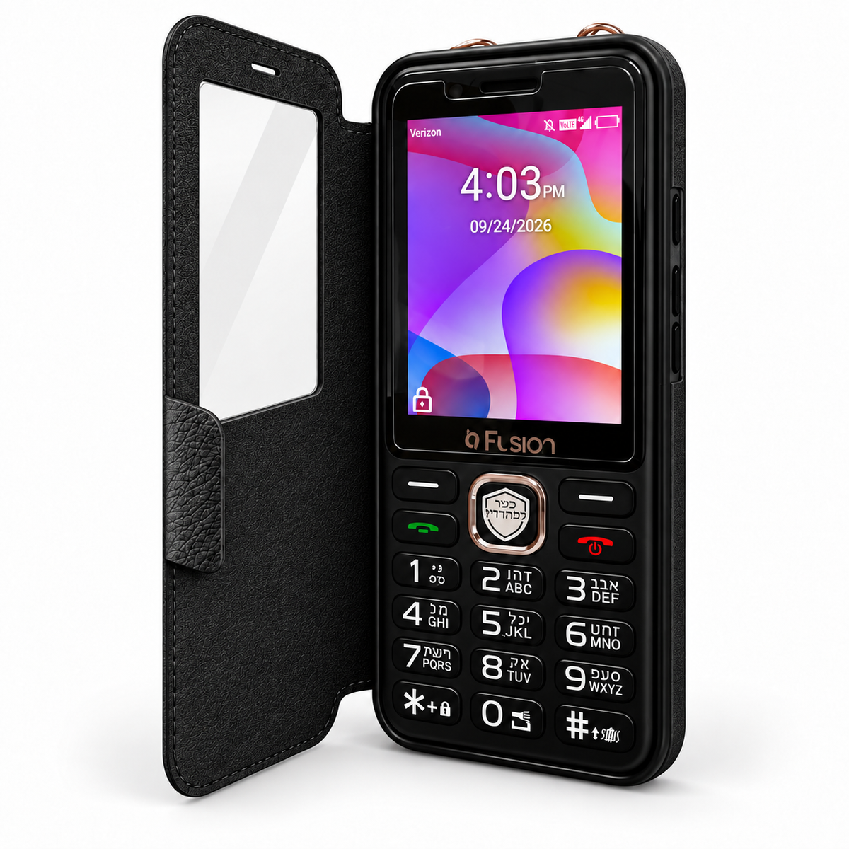 Fusion F2 black leather flap case