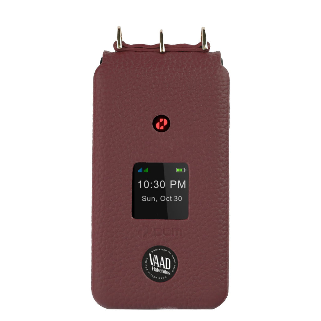 Pom Phone designer leather case, burgundy