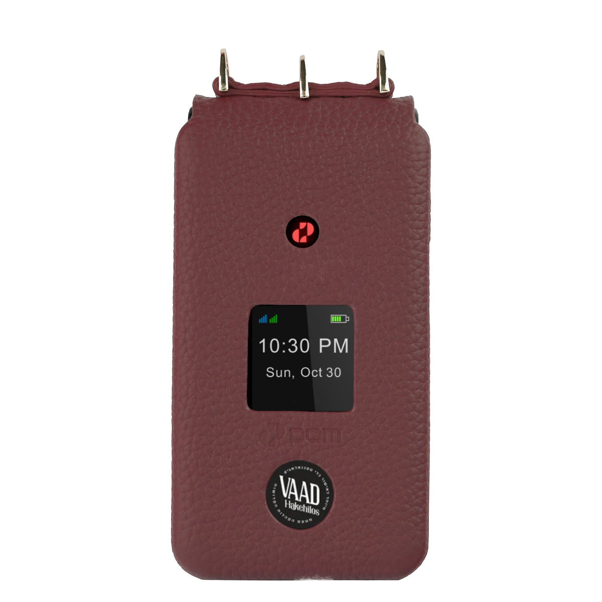 Pom Phone designer leather case, burgundy