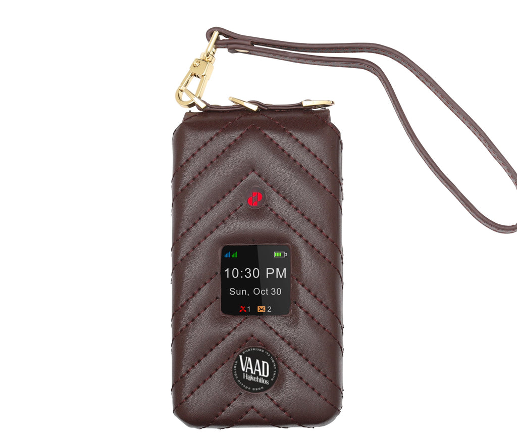 Pom Phone designer leather case, maroon
