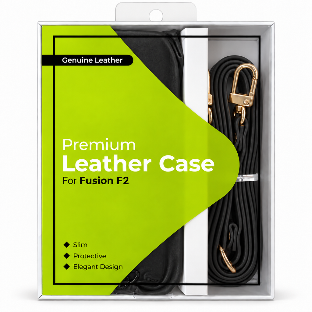 Fusion F2 leather case packaging