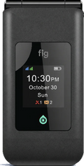 Fig Mini II small kosher flip phone, open, front view
