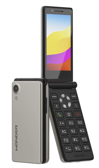 Wonder kosher flip phone, open, front view